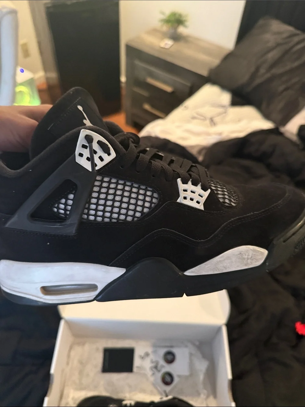 Jordan Men's Black and White Suede Sneakers